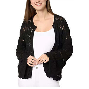 Me by Jennie Garth Women's Carol Crochet Topper Black - Regular